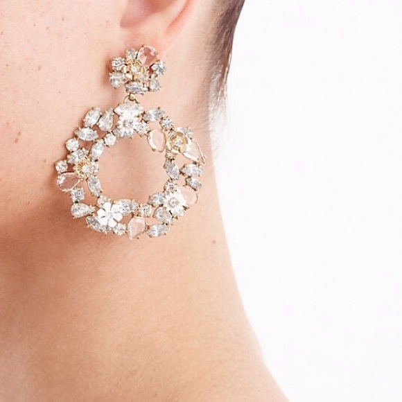J. Crew Jewelry - J crew watusi crystal floral hoop earrings